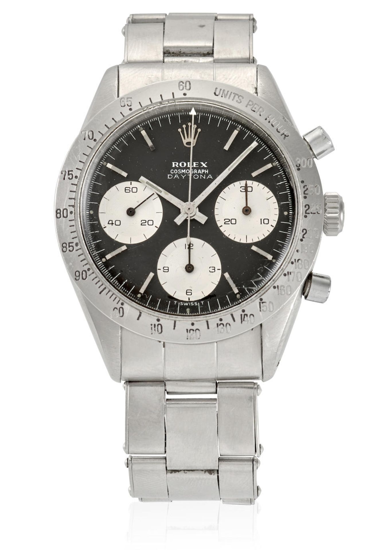 ROLEX. A STAINLESS STEEL MANUAL WIND CHRONOGRAPH BRACELET WATCH Cosmograph , Ref: 6239, c. 1967