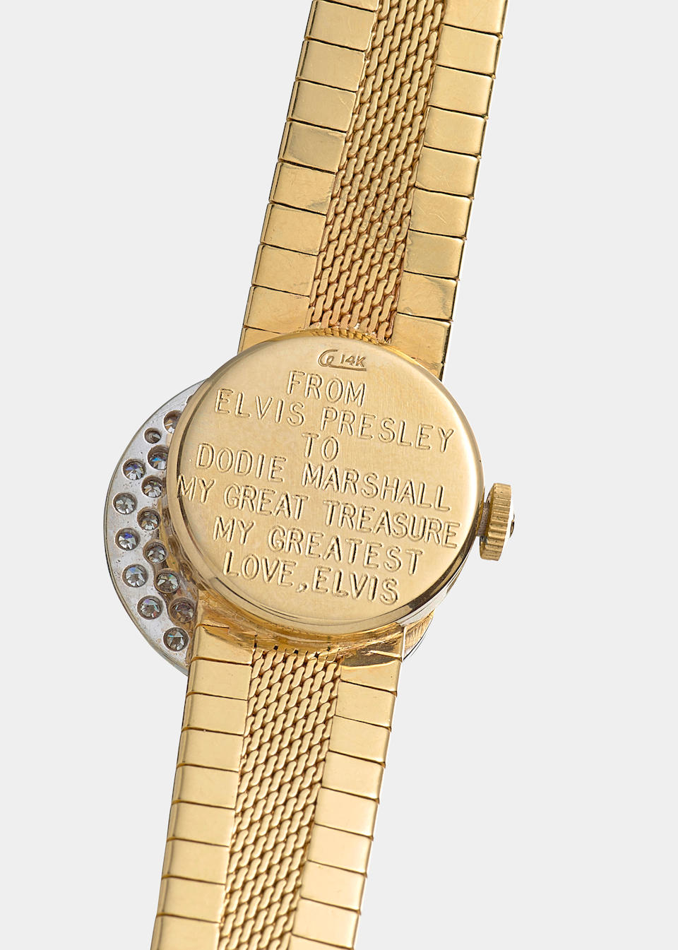 BAUME & MERCIER. A 14K GOLD AND DIAMOND SET MANUAL WIND BRACELET WATCHc. 1967 - Image 4 of 4