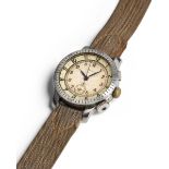 LONGINES. A RARE STAINLESS STEEL MANUAL WIND FLYBACK CHRONOGRAPH WRISTWATCH Weems, Ref: 4826, c....