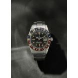 ROLEX. A FINE AND RARE STAINLESS STEEL AUTOMATIC CALENDAR BRACELET WATCH GMT-Master, Ref: 6542, ...