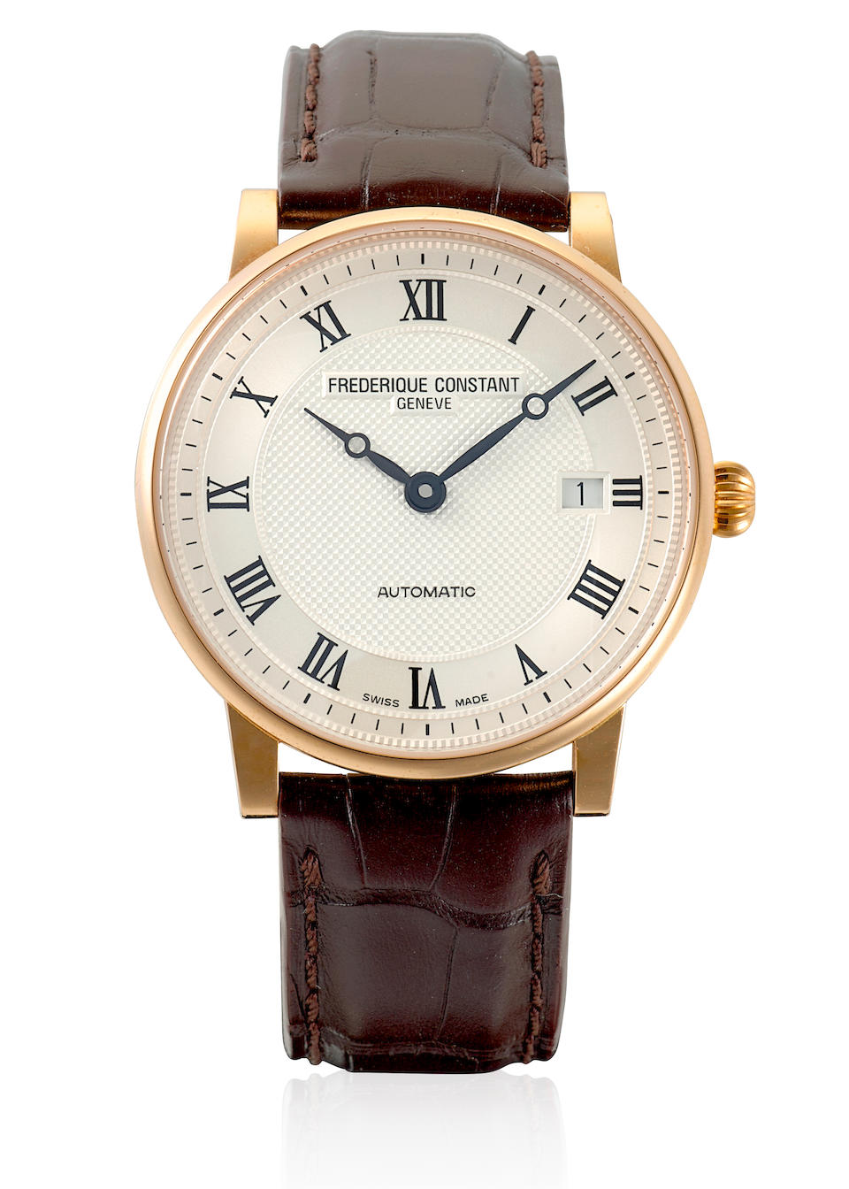 FÉDÉRIQUE CONSTANT. AN 18K ROSE GOLD AUTOMATIC CALENDAR WRISTWATCH Classic, Ref: FC-31... - Image 5 of 5