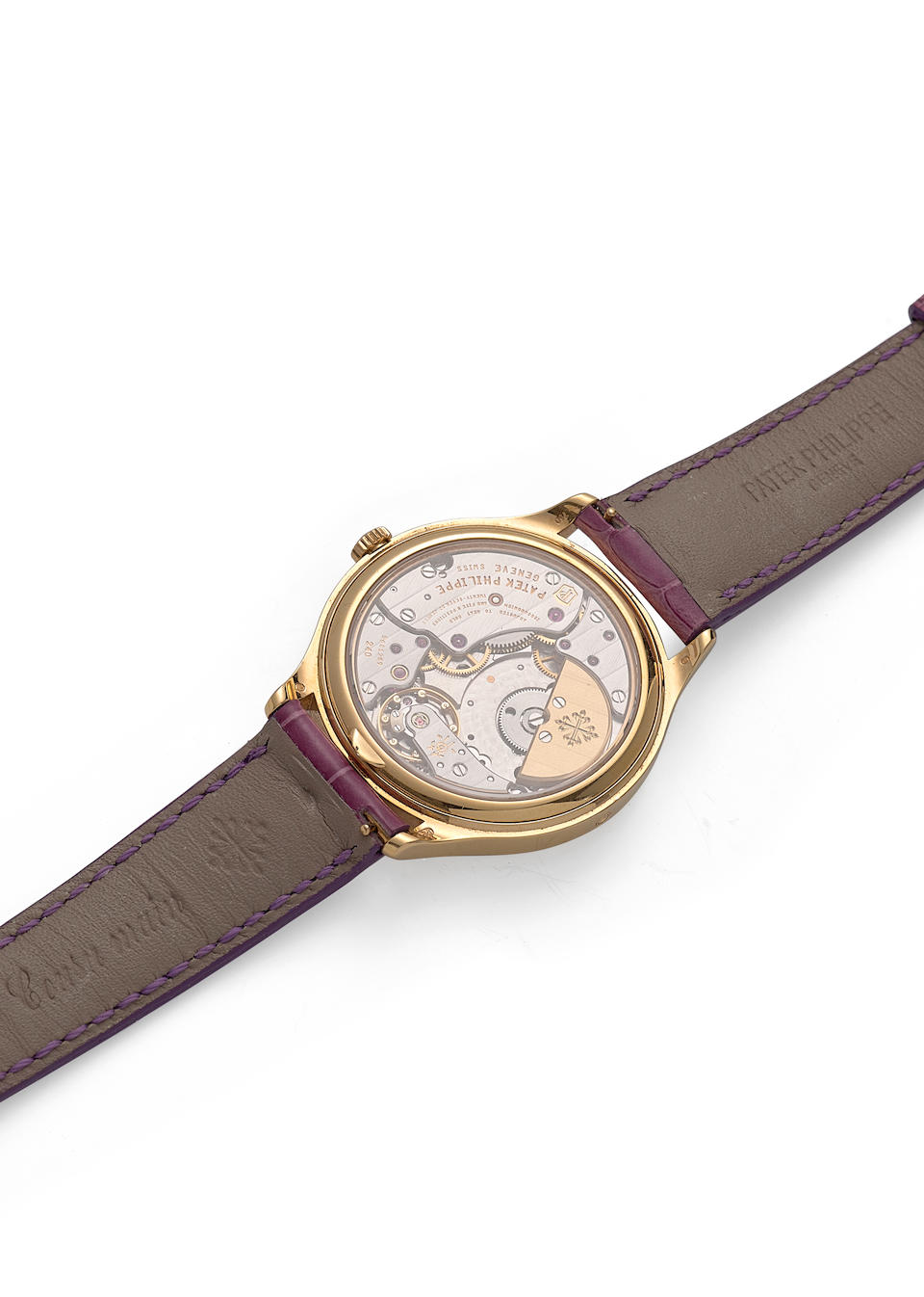 PATEK PHILIPPE. AN 18K ROSE GOLD AND DIAMOND SET AUTOMATIC CALENDAR WRISTWATCH WITH MOON PHASE G... - Image 3 of 4