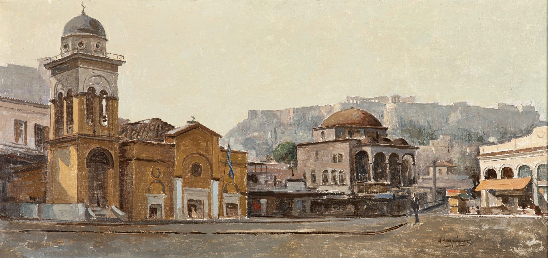 COSTAS MALAMOS (1913-2007) Vue de Monastiraki &#224; Ath&#232;nes