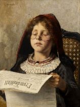 GEORGIOS JAKOBIDES (1852-1932) Petite fille lisant