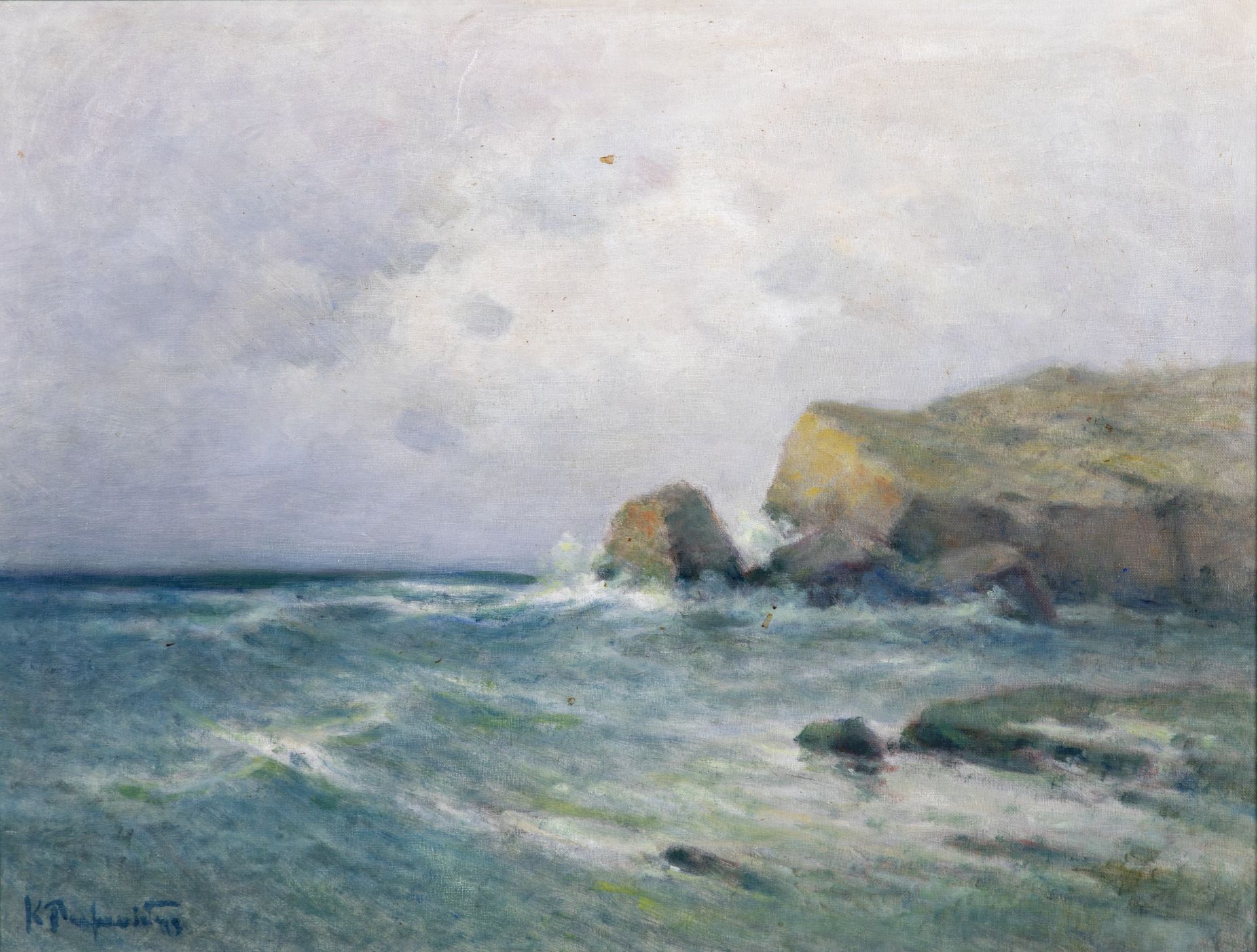 CONSTANTINOS ROMANIDIS (1884-1972) Paysage marin &#224; l'aube