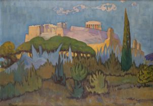 CONSTANTINOS MALEAS (1879-1928) Vue de l'Acropole