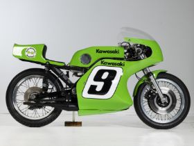 The ex-Team Hansen, Gary Nixon, Hurley Wilvert, Greg Hansford, 1972 Kawasaki 750cc H2-R Formula