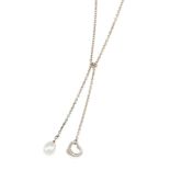 ELSA PERETTI FOR TIFFANY & CO.: A SILVER AND CULTURED PEARL LARIAT NECKLACE