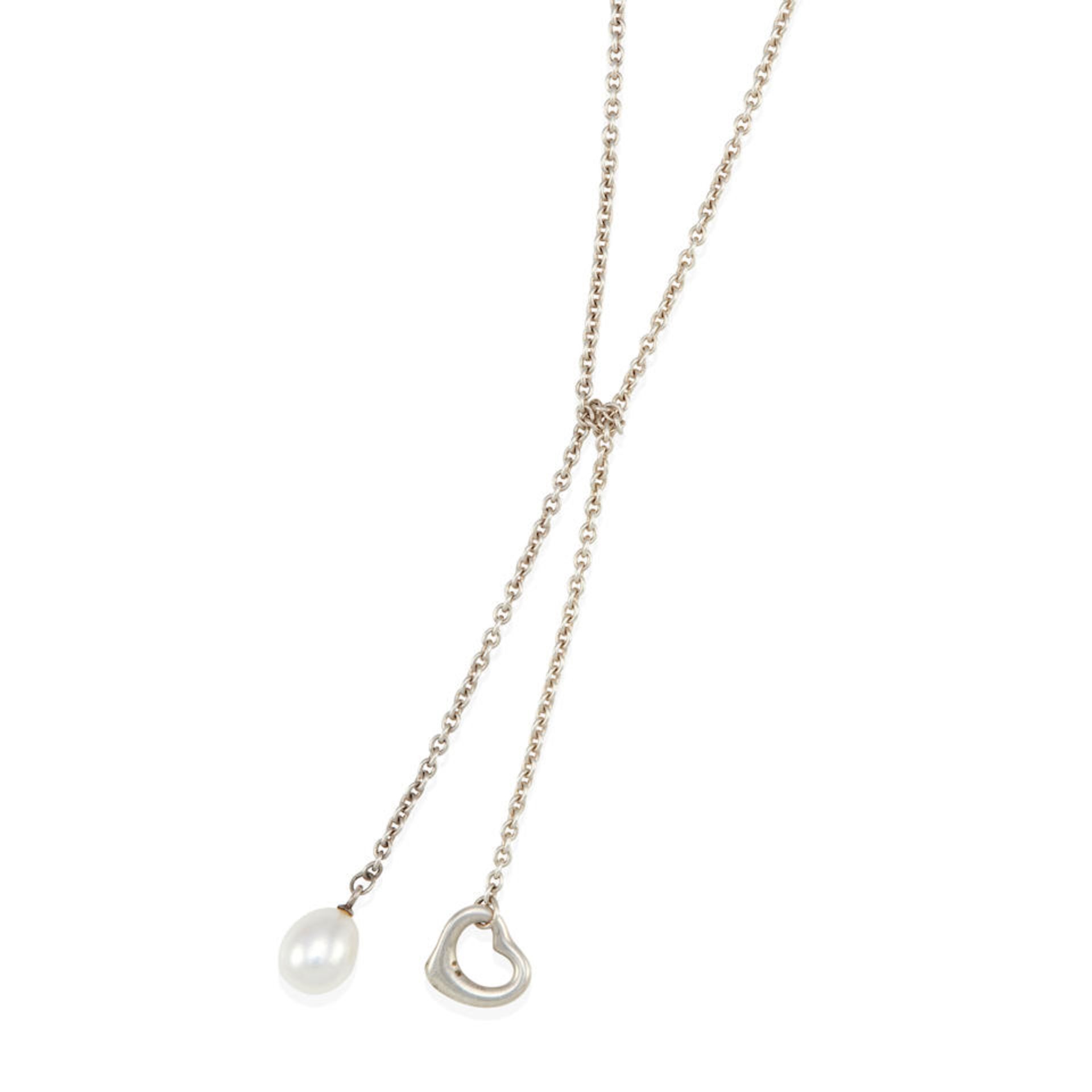 ELSA PERETTI FOR TIFFANY & CO.: A SILVER AND CULTURED PEARL LARIAT NECKLACE