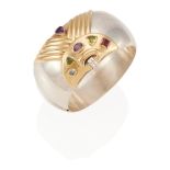 LA NOUVELLE BAGUE: A SILVER, 18K GOLD AND GEM-SET BANGLE BRACELET