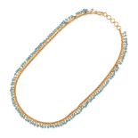 AN 18K GOLD AND BLUE TOPAZ FRINGE NECKLACE