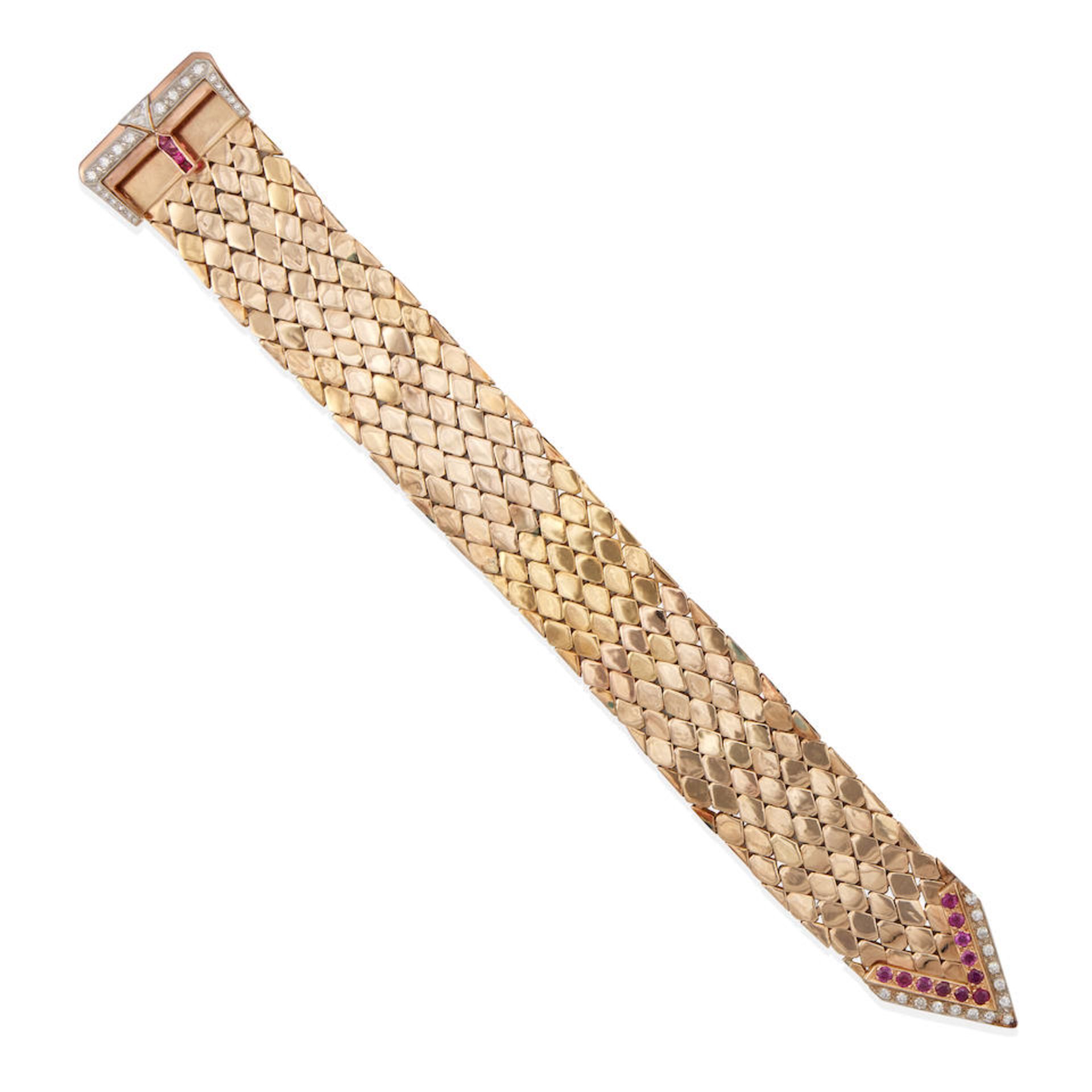 A 14K BI-COLOR GOLD, RUBY AND DIAMOND BRACELET - Image 2 of 2