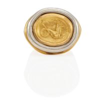 A 22K GOLD AND SILVER SIGNET RING