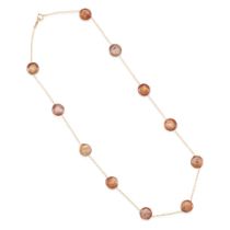 A 14K GOLD AND BROWN CULTURED PEARL NECKLACE