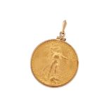 A 14K GOLD AND 22K GOLD COIN PENDANT