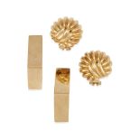 TWO PAIRS OF 14K GOLD EARCLIPS