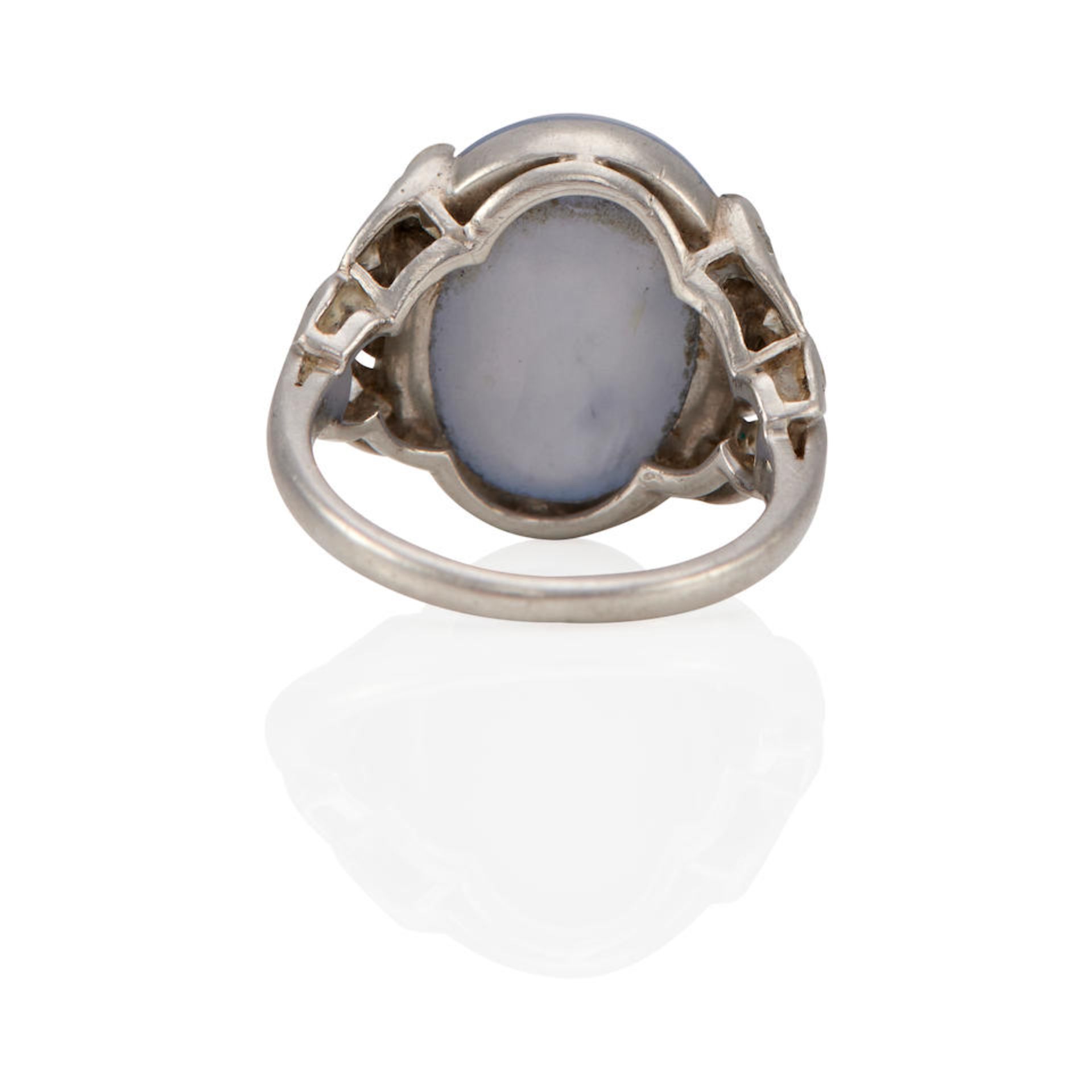 A PLATINUM, STAR SAPPHIRE AND DIAMOND RING - Image 2 of 3