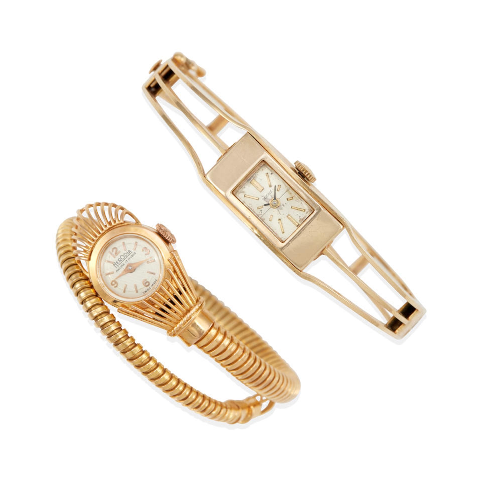 TWO GOLD BRACELET WATCHES