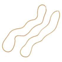 TWO 18K GOLD CHAIN NECKLACES
