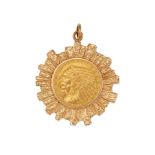 A 14K GOLD AND 22K GOLD COIN PENDANT
