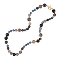 JANIS PROVISOR: A GOLD AND HARDSTONE BEAD NECKLACE
