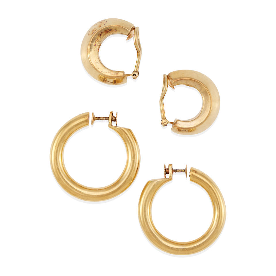 TWO PAIRS OF GOLD EARCLIPS - Image 2 of 2