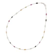 AN 18K WHITE GOLD AND GEM-SET NECKLACE