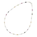 AN 18K WHITE GOLD AND GEM-SET NECKLACE