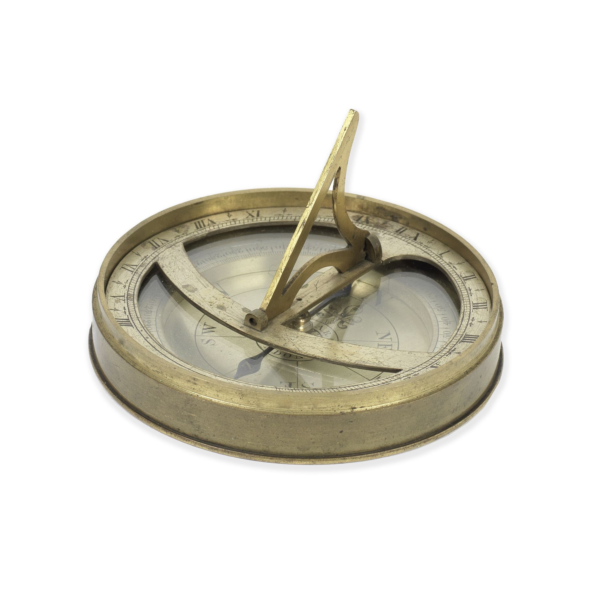 A James Search brass compass sundial, English, circa 1775,