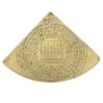 A small John Checkley brass Gunter quadrant, English, dated 1691,
