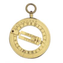 A small gilt brass universal equinoctial ring dial, Continental, circa 1700,