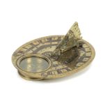 A Francois De Laistre brass Butterfield-type sundial, French, circa 1700,