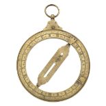 A brass universal equinoctial ring dial, English, early 18th century,