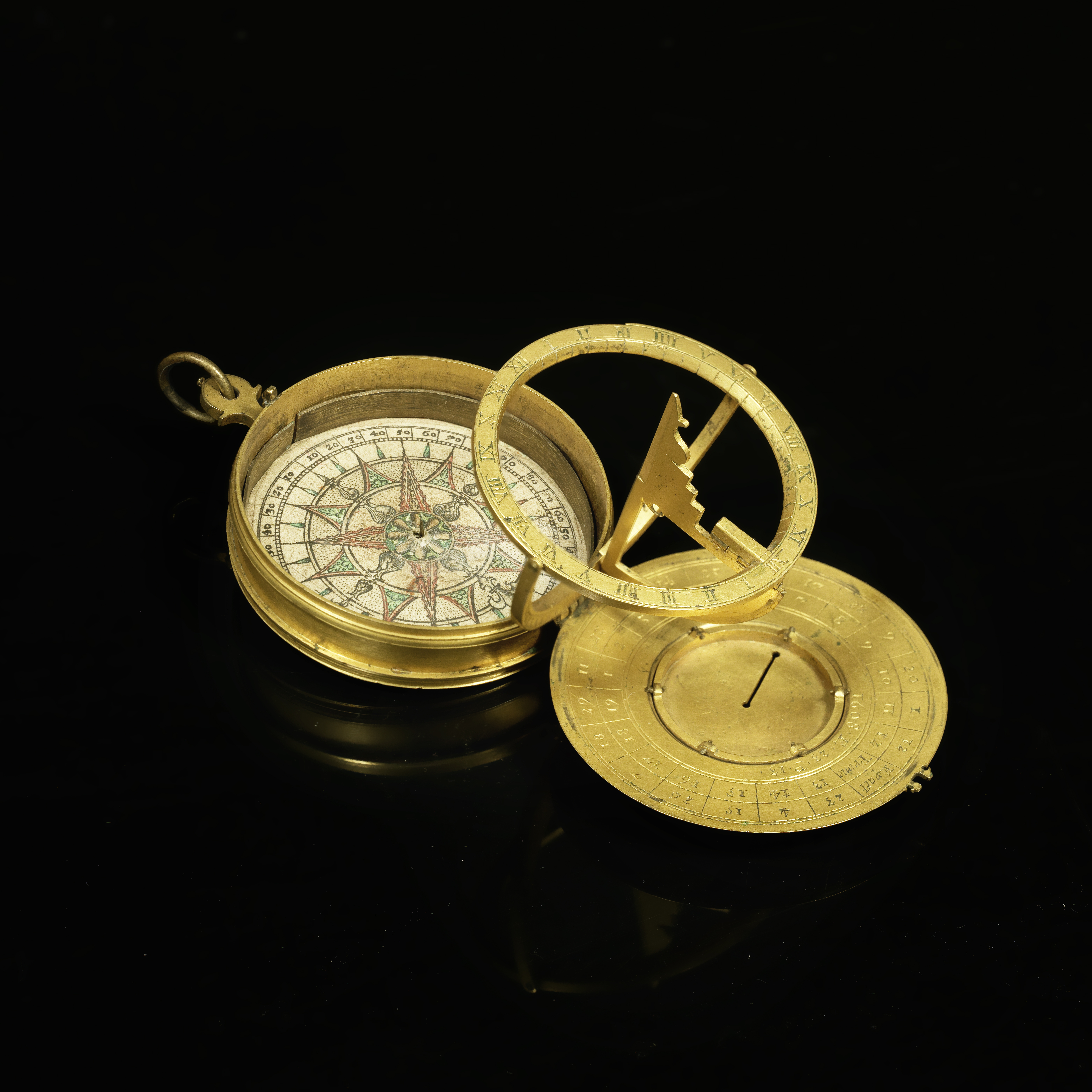 A Rare Charles Whitwell Gilt Brass Astronomical Compendium, English, dated 1608,