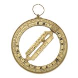 A brass universal equinoctial ring dial, English, mid-18th century,