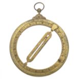 A large Thomas Blunt brass universal equinoctial ring dial, English, circa 1770,