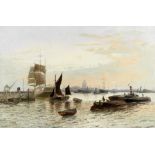 Edwin Henry Eugene Fletcher (British, 1857-1945) Thames barges at dawn