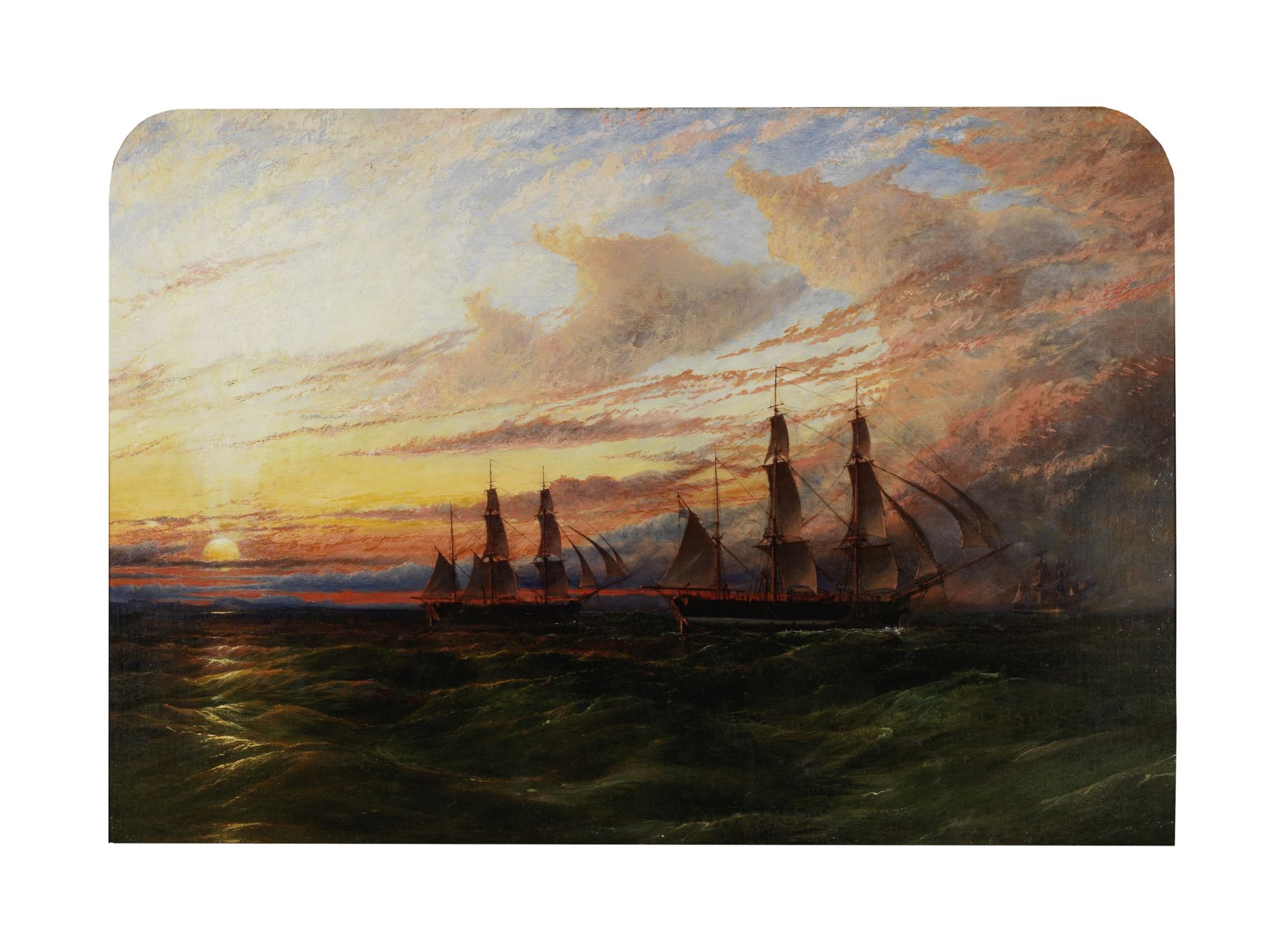 Henry Dawson (British, 1811-1878) Shipping at sunset