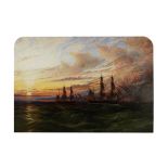 Henry Dawson (British, 1811-1878) Shipping at sunset