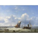 Louis Verboeckhoven (II) (Belgian, 1827-1884) Dutch shipping in a gentle breeze