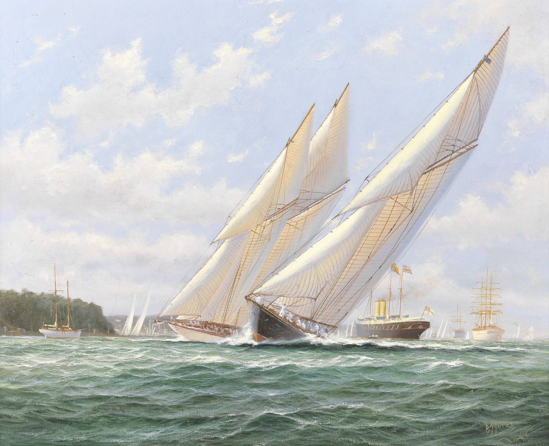 Brian J. Jones RSMA (British, 1945-2019) Britannia and Westward, Cowes 1935