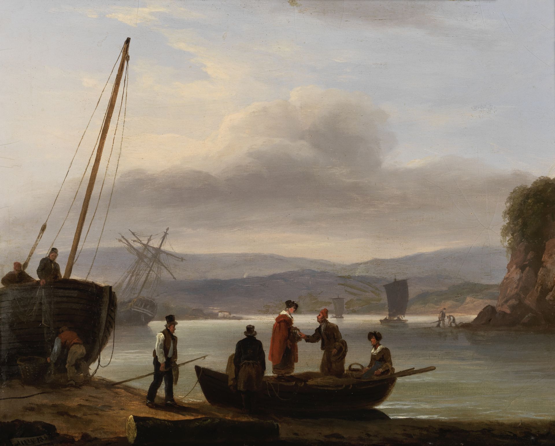 Thomas Luny (British, 1759-1837) On the Teign above Shaldon Bridge