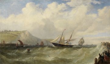 William Adolphus Knell (British, 1802-1875) A steam packet arriving at Dover