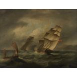 Attributed to Thomas Buttersworth (British, 1768-1828) 'The Chase' &#8211; a Royal Navy frigate ...