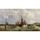 John Callow, R.W.S. (British, 1822-1878) Fishing vessels off the coast