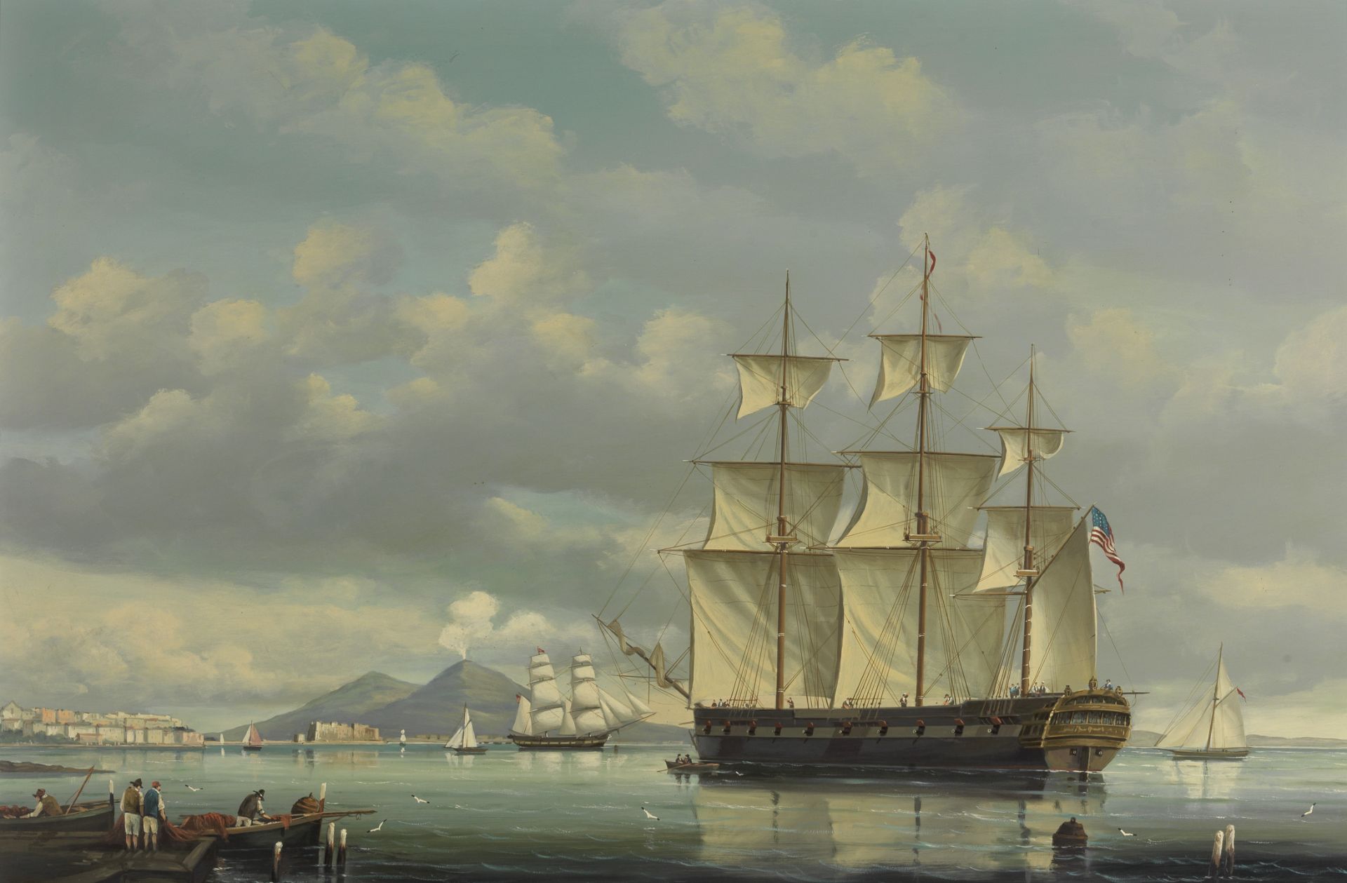 Salvatore Colacicco (British/Italian, 1935) 'The American ship Liberty in the bay of Naples'; 'T...