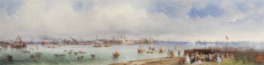 Carlo Bossoli (Swiss, 1815-1884) The Great 'Peace Review of the Fleet' held at Spithead on 23 Ap...