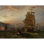 Henry Thomas Dawson (British, 1841-circa 1896) HMS Britannia leaving the fleet anchorage with ot...