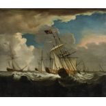 Attributed to Richard Wright A Royal yacht and other shipping in a swell