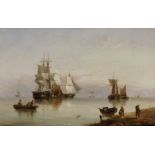 Henry Redmore (British, 1820-1887) Ships at anchor off the shore; Dutch shipping off the coast, ...